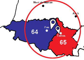 Zone d'intervention dans les Hautes-Pyrénées, Pyrénées-Atlantiques et alentour (32,40,31)